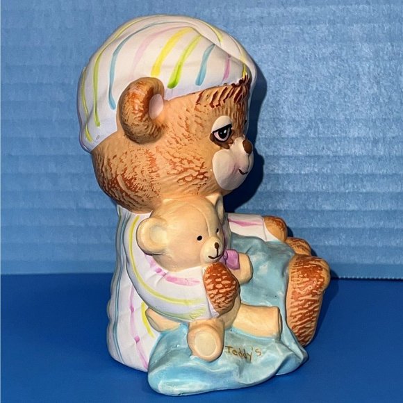Vintage Morgan Enesco Teddy Beddy Bear Figure 5" Coin Bank Baby Nursery Decor - Picture 6 of 10
